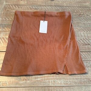 NWT REVOLVE LANSTON Declan Asymmetrical Slit Mini Skirt Tigereye Sz Small